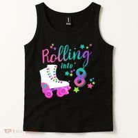 Roller Skate Birthday Shirt 5th 80's Outfit Decades Party Tank Top thumb 2