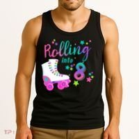 Roller Skate Birthday Shirt 5th 80's Outfit Decades Party Tank Top thumb 3