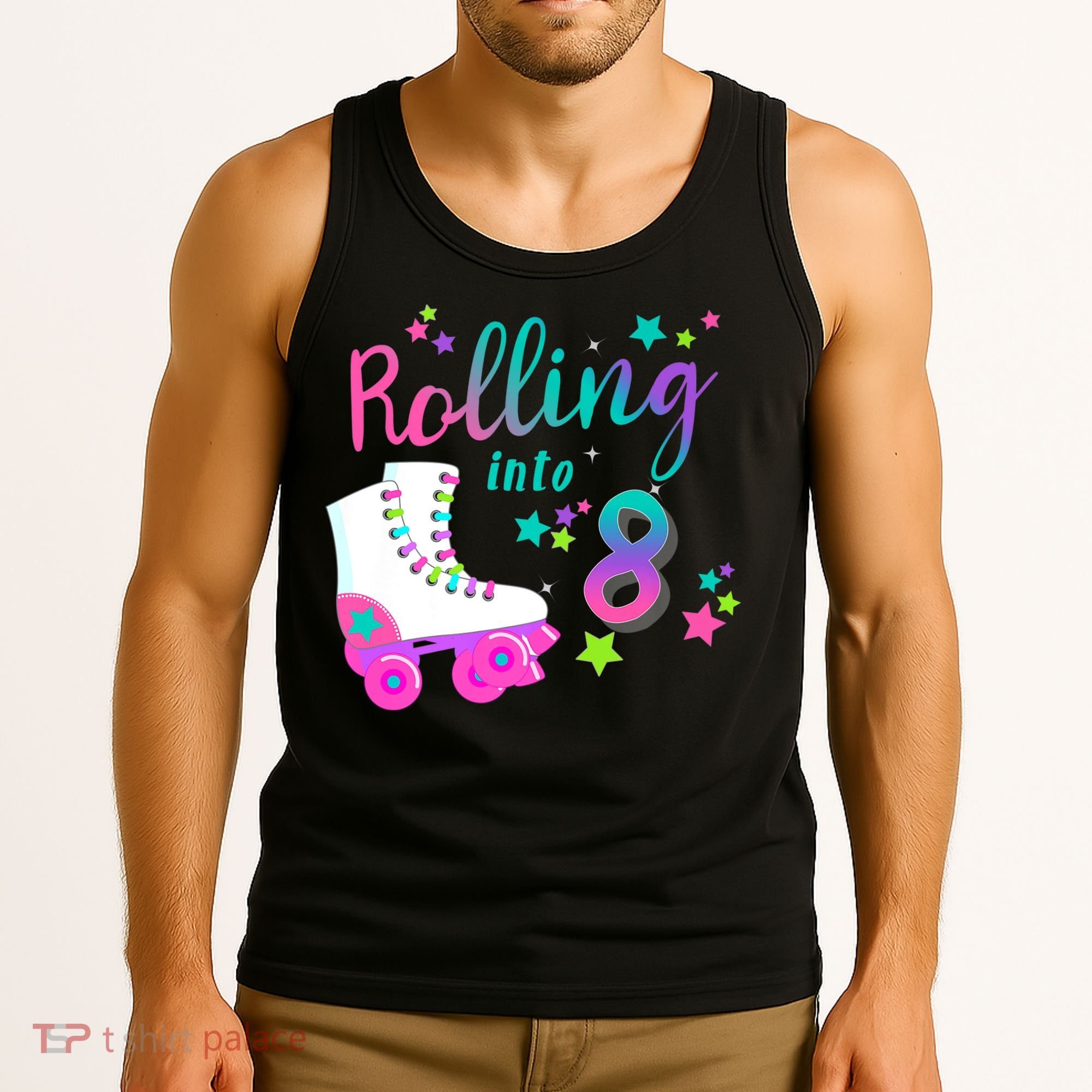 Roller Skate Birthday Shirt 5th 80's Outfit Decades Party Tank Top