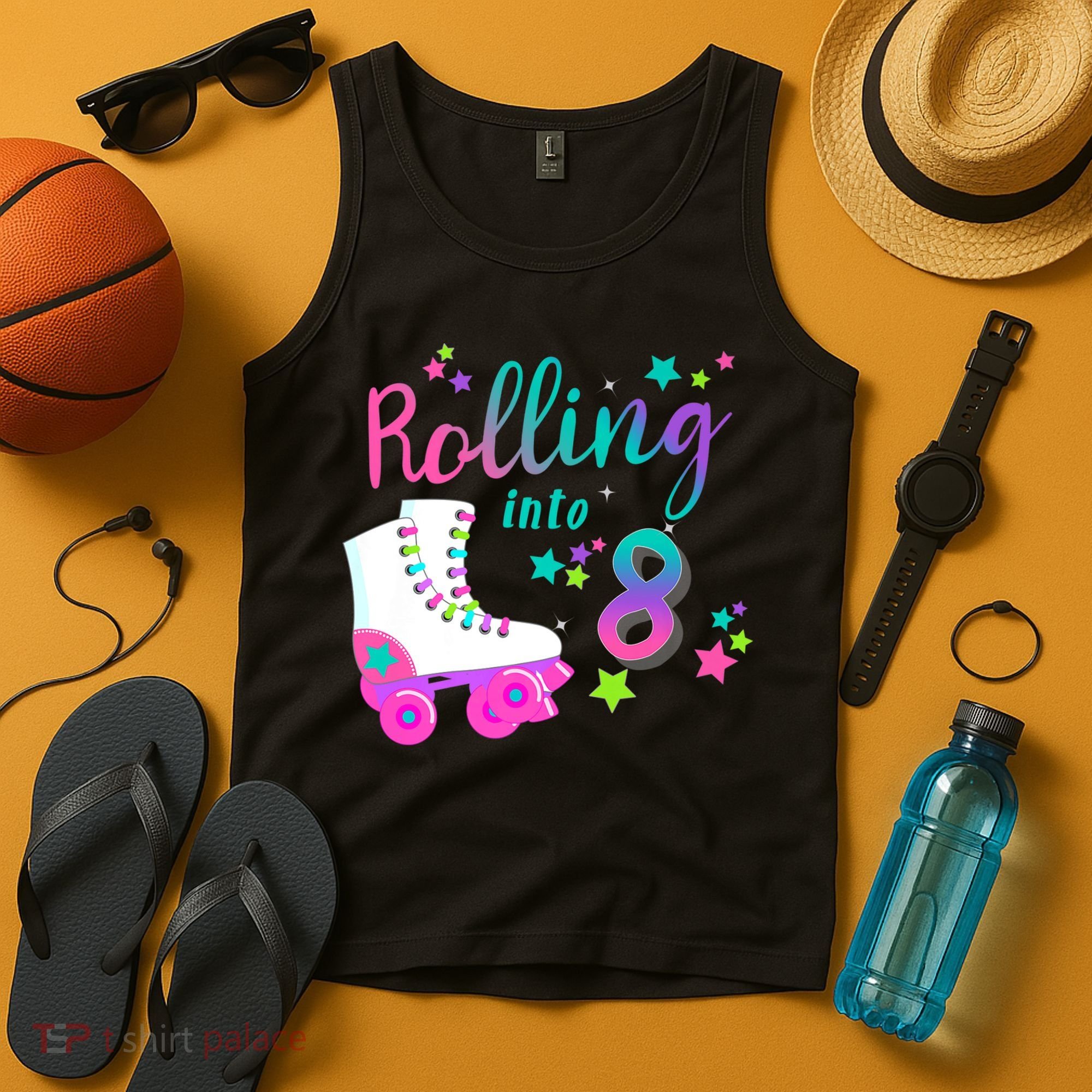 Roller Skate Birthday Shirt 5th 80's Outfit Decades Party Tank Top