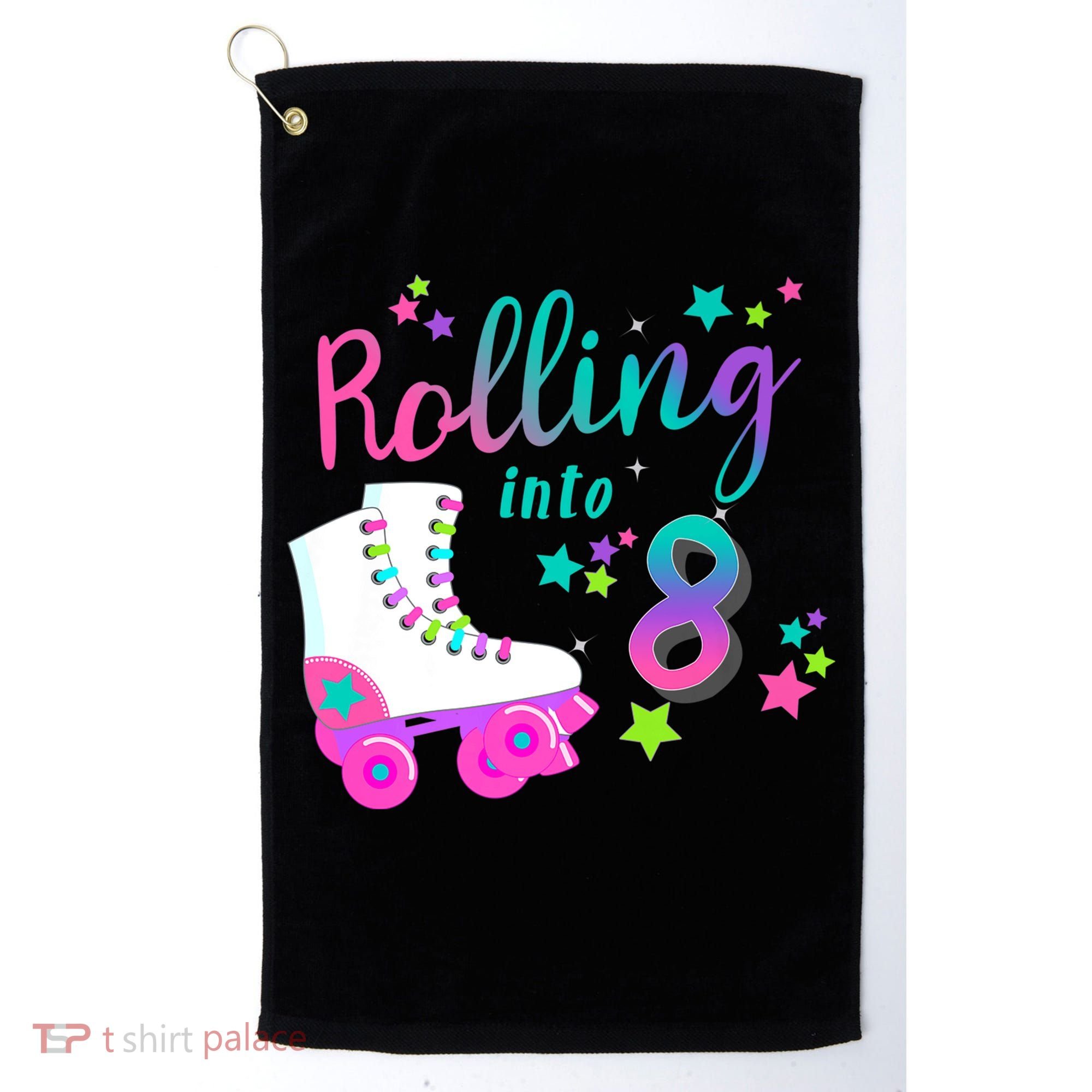 Roller Skate Birthday Shirt 5th 80's Outfit Decades Party Golf Towel