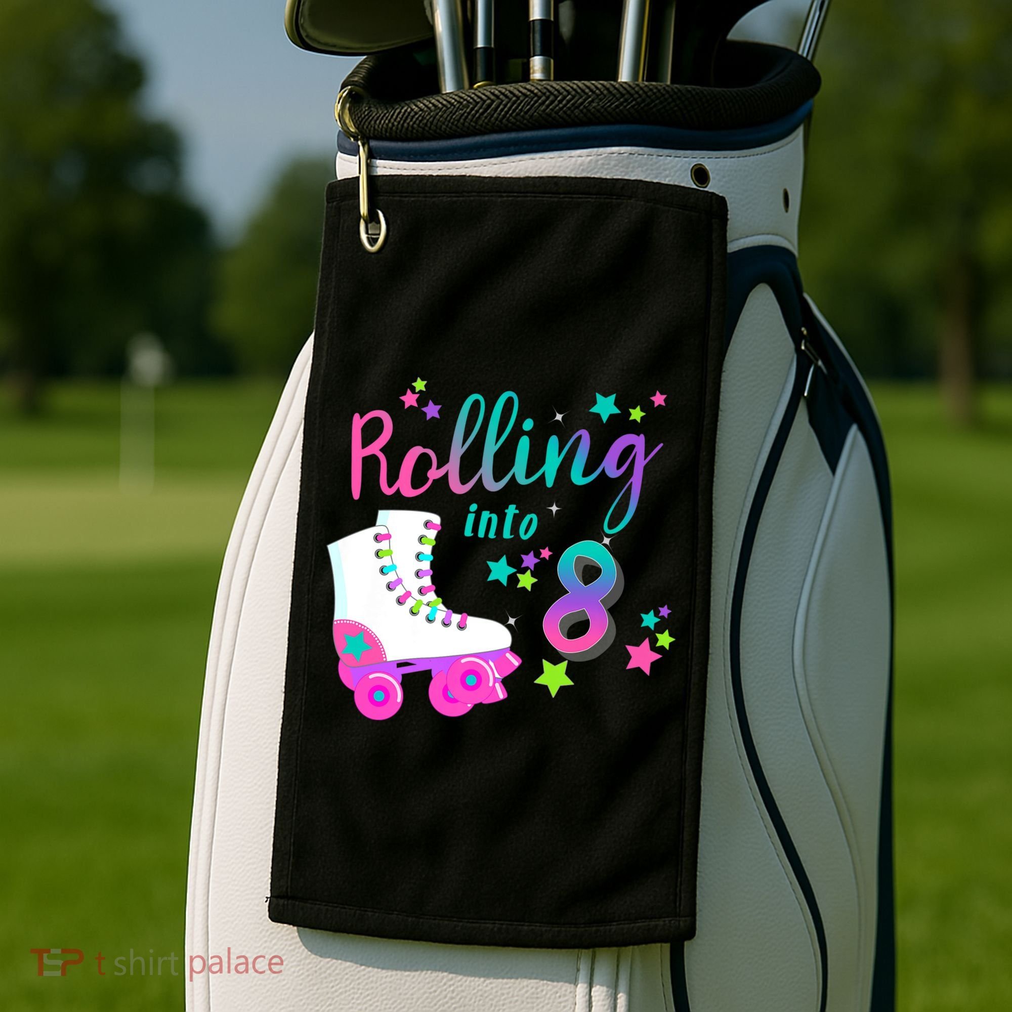 Roller Skate Birthday Shirt 5th 80's Outfit Decades Party Golf Towel
