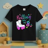 Roller Skate Birthday Shirt 5th 80's Outfit Decades Party Toddler T-Shirt thumb 3