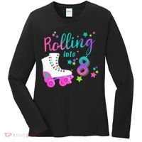 Roller Skate Birthday Shirt 5th 80's Outfit Decades Party Women's Long Sleeve Shirt thumb 0
