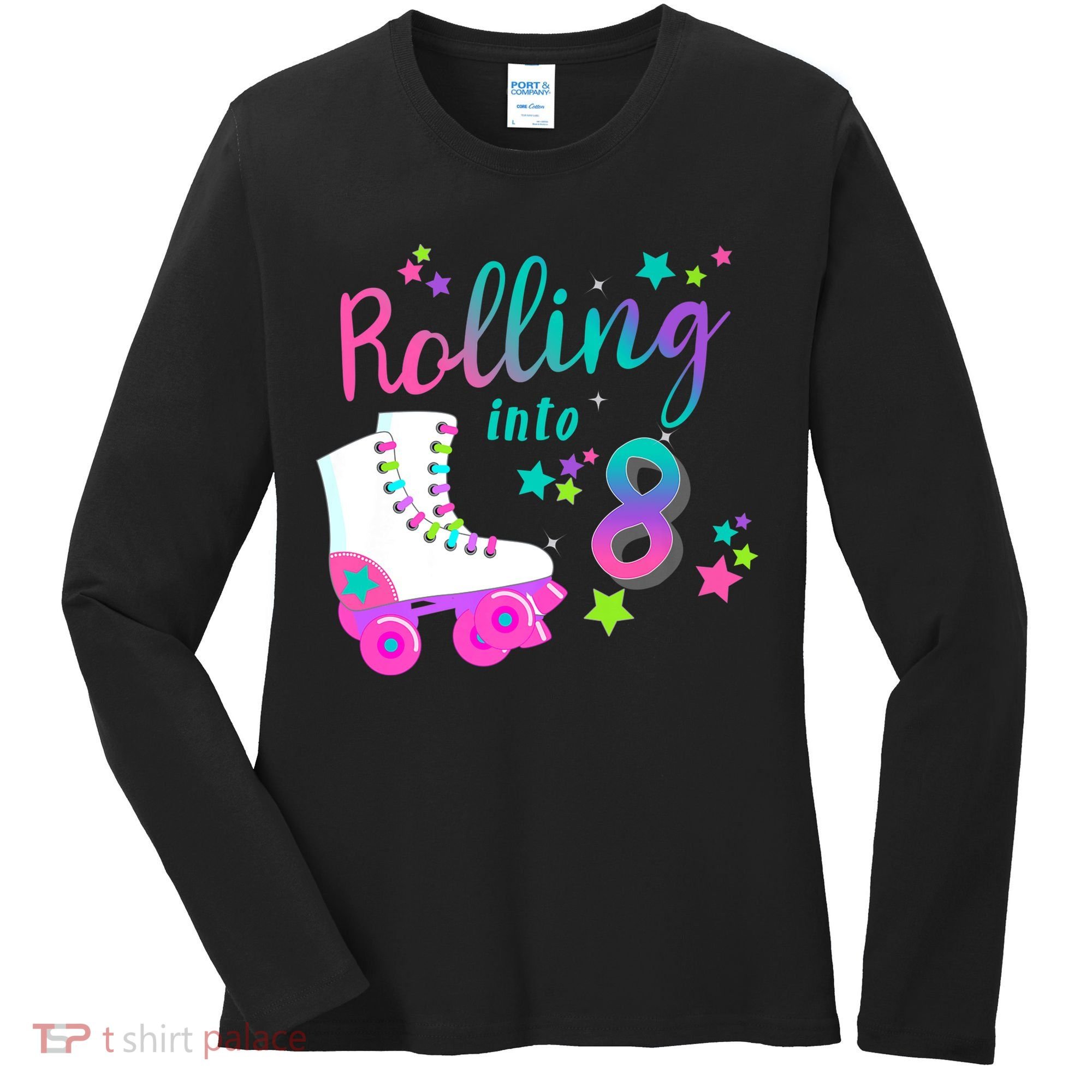 Roller Skate Birthday Shirt 5th 80's Outfit Decades Party Women's Long Sleeve Shirt
