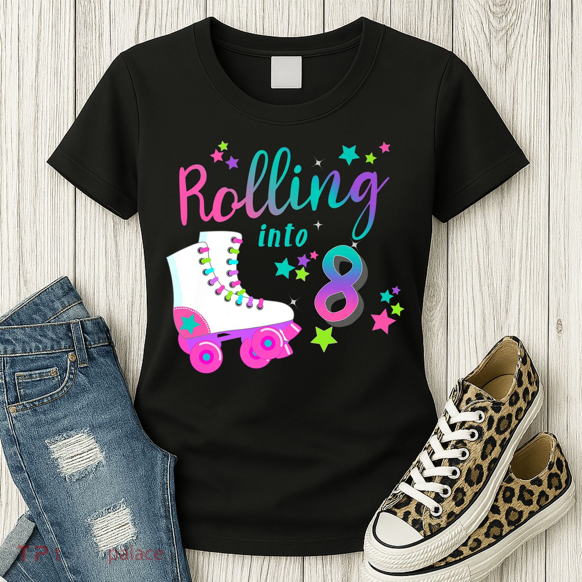 Roller Skate Birthday Shirt 5th 80's Outfit Decades Party Women's T-Shirt