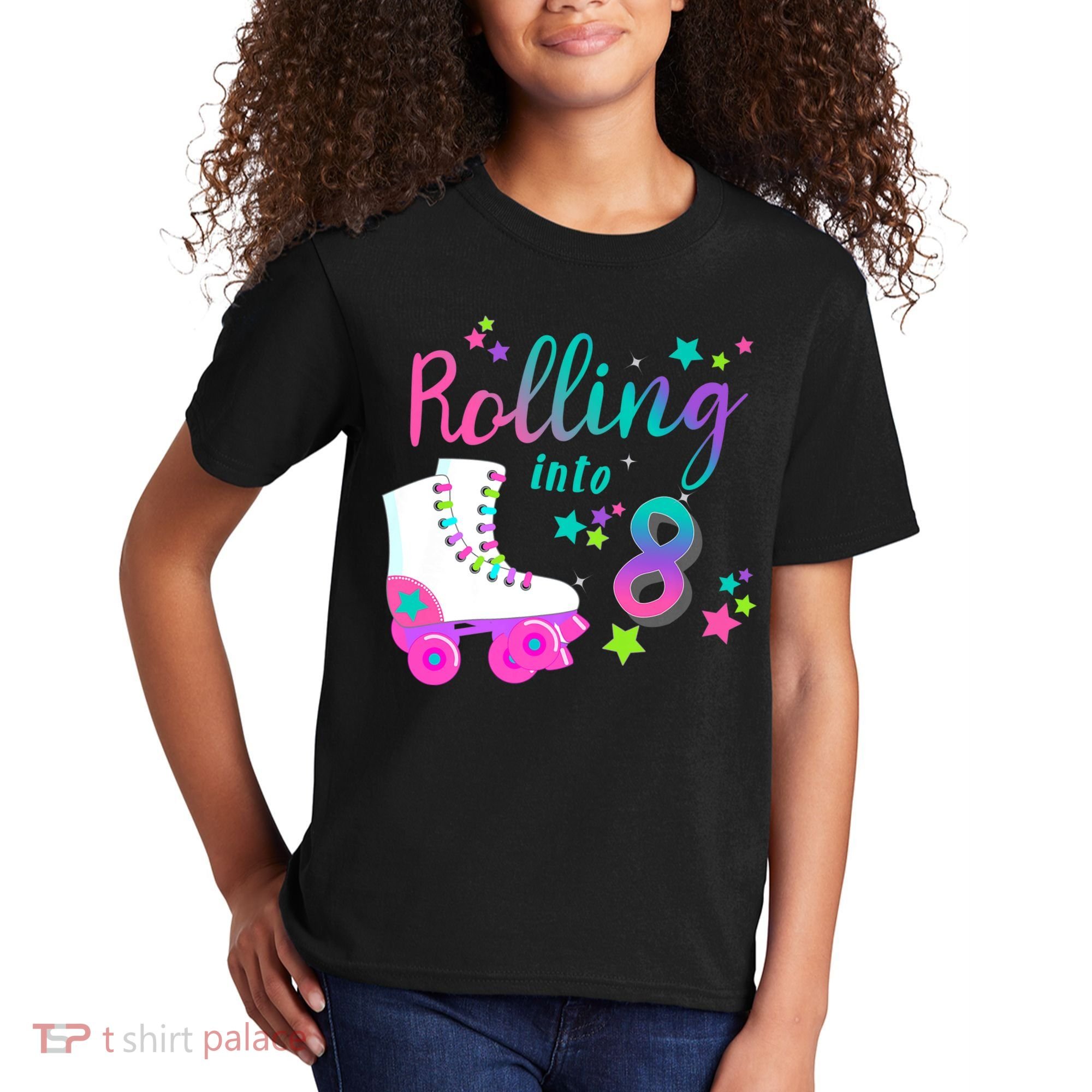 Roller Skate Birthday Shirt 5th 80's Outfit Decades Party Kids T-Shirt