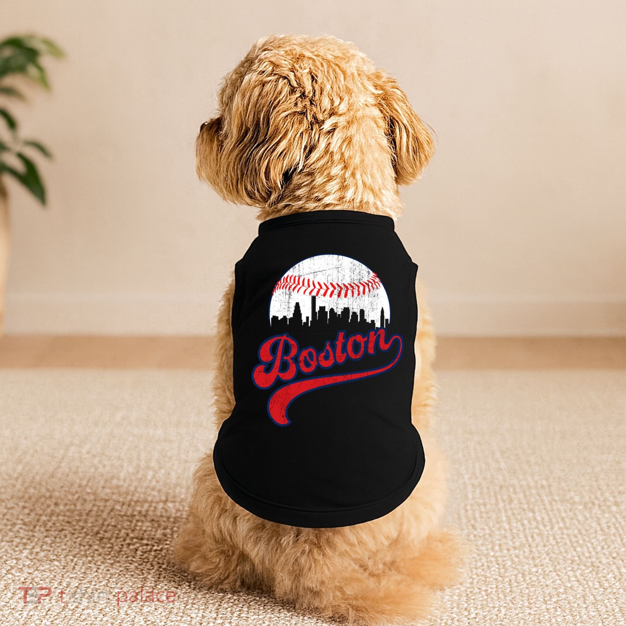 Retro Skyline Boston Baseball Meaningful Gift Doggie Tank
