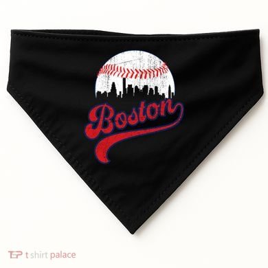Retro Skyline Boston Baseball Meaningful Gift USA-Made Doggie Bandana