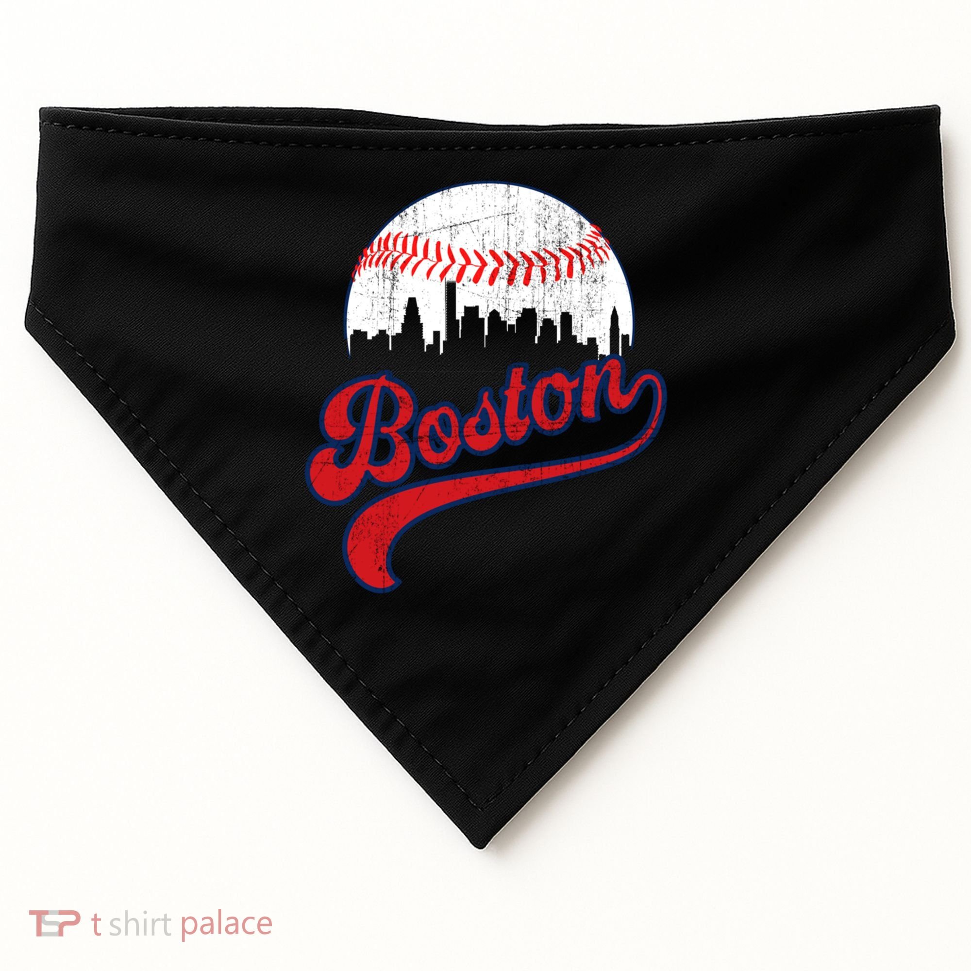 Retro Skyline Boston Baseball Meaningful Gift USA-Made Doggie Bandana