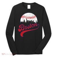Retro Skyline Boston Baseball Meaningful Gift Long Sleeve Shirt thumb 0