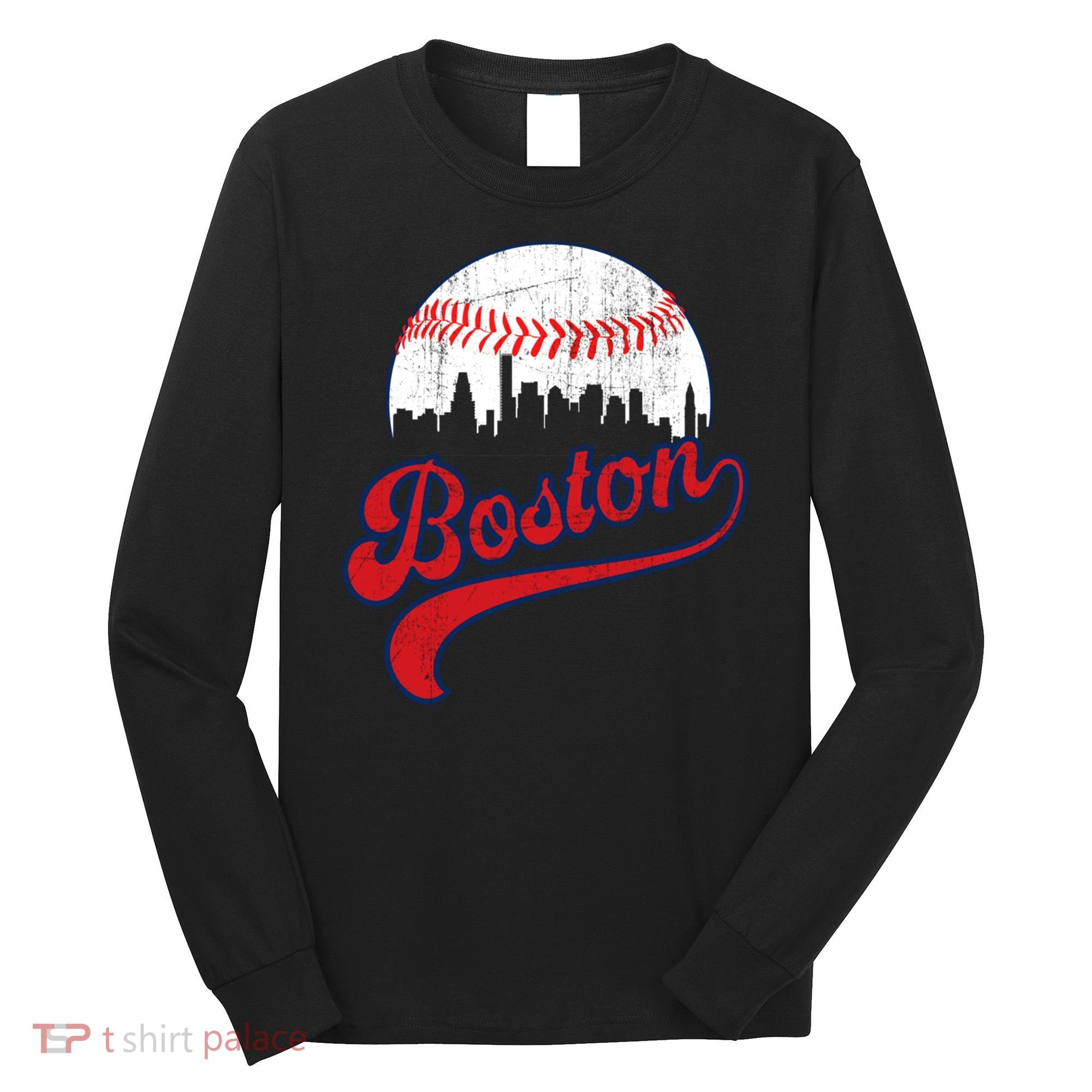 Retro Skyline Boston Baseball Meaningful Gift Long Sleeve Shirt