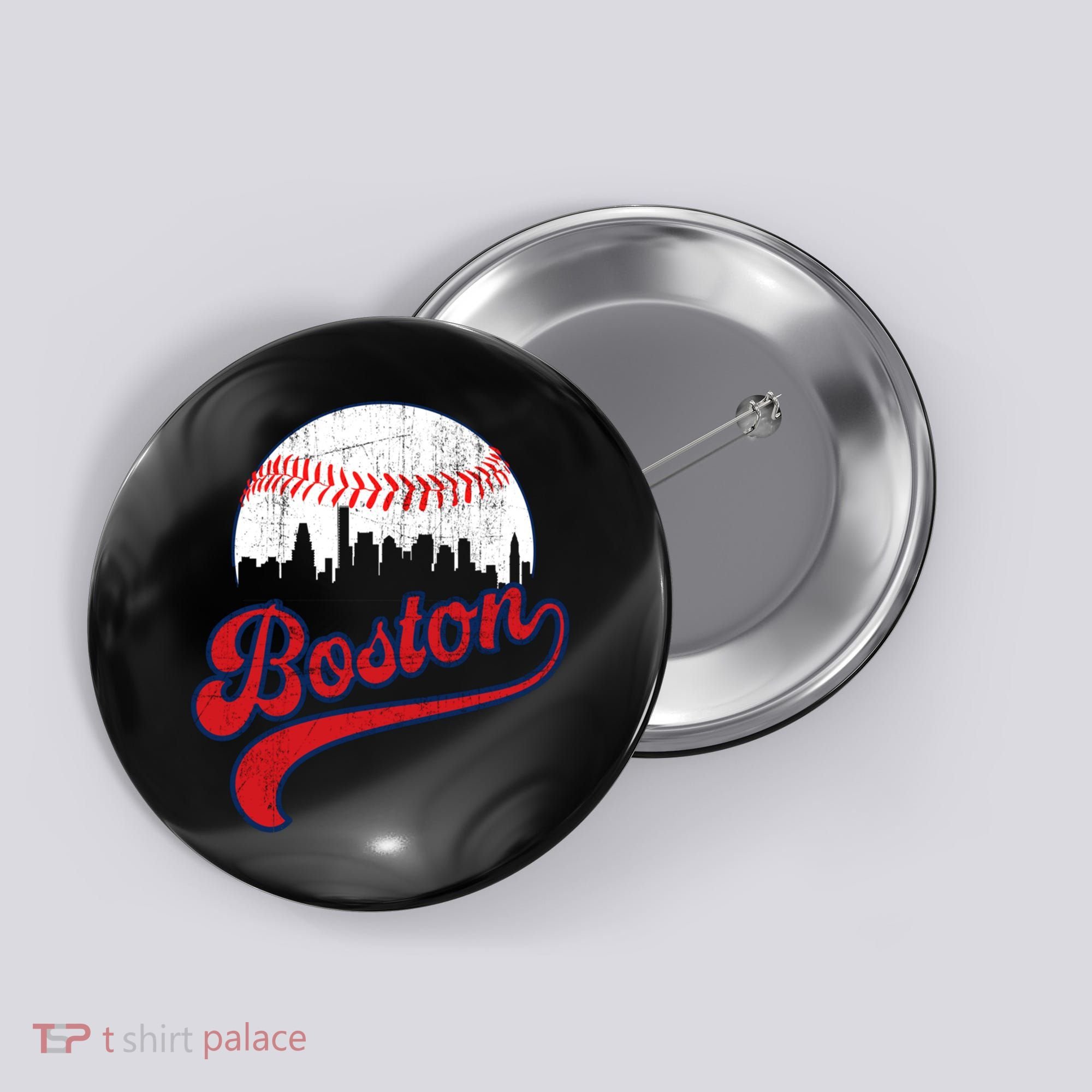 Retro Skyline Boston Baseball Meaningful Gift Button