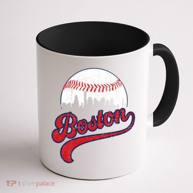 Retro Skyline Boston Baseball Meaningful Gift Coffee Mug back