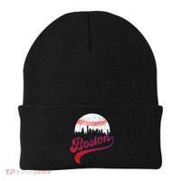 Retro Skyline Boston Baseball Meaningful Gift Beanie thumb 0