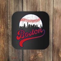 Retro Skyline Boston Baseball Meaningful Gift Coaster thumb 0