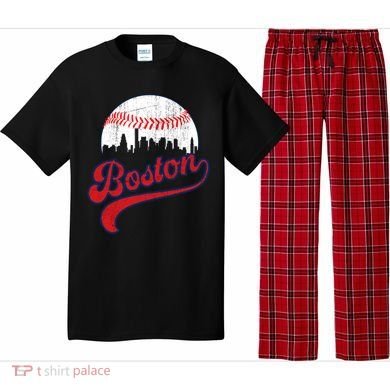Retro Skyline Boston Baseball Meaningful Gift Pajama Set