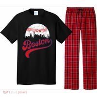 Retro Skyline Boston Baseball Meaningful Gift Pajama Set thumb 0