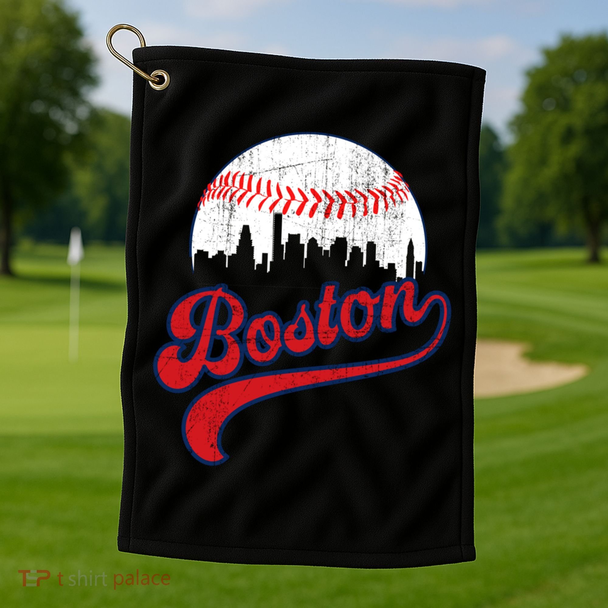 Retro Skyline Boston Baseball Meaningful Gift Golf Towel