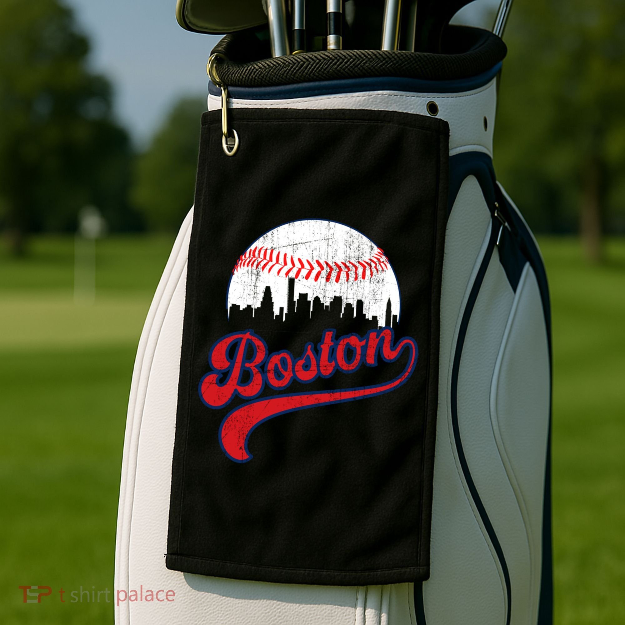 Retro Skyline Boston Baseball Meaningful Gift Golf Towel