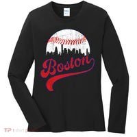Retro Skyline Boston Baseball Meaningful Gift Women's Long Sleeve Shirt thumb 0