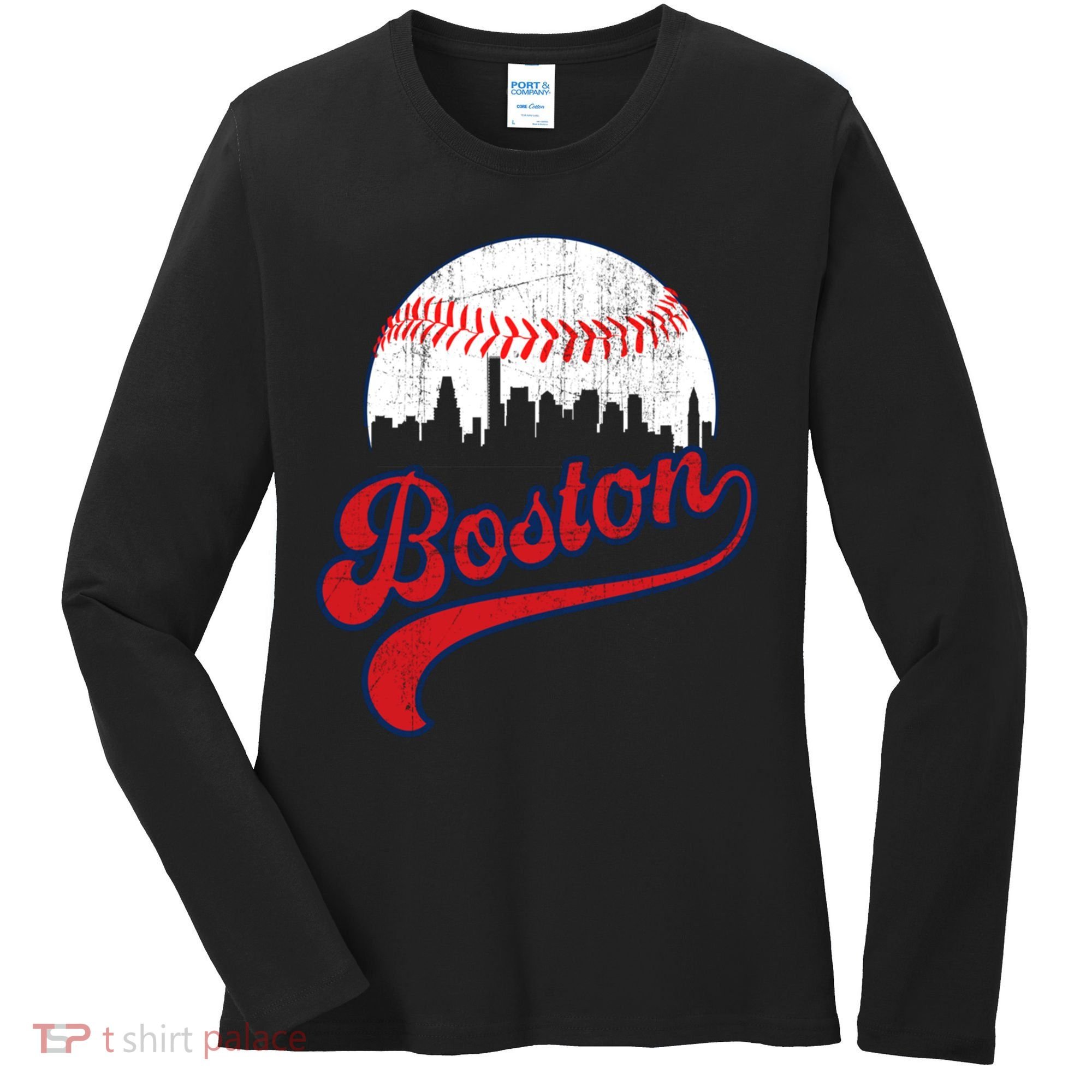 Retro Skyline Boston Baseball Meaningful Gift Women's Long Sleeve Shirt