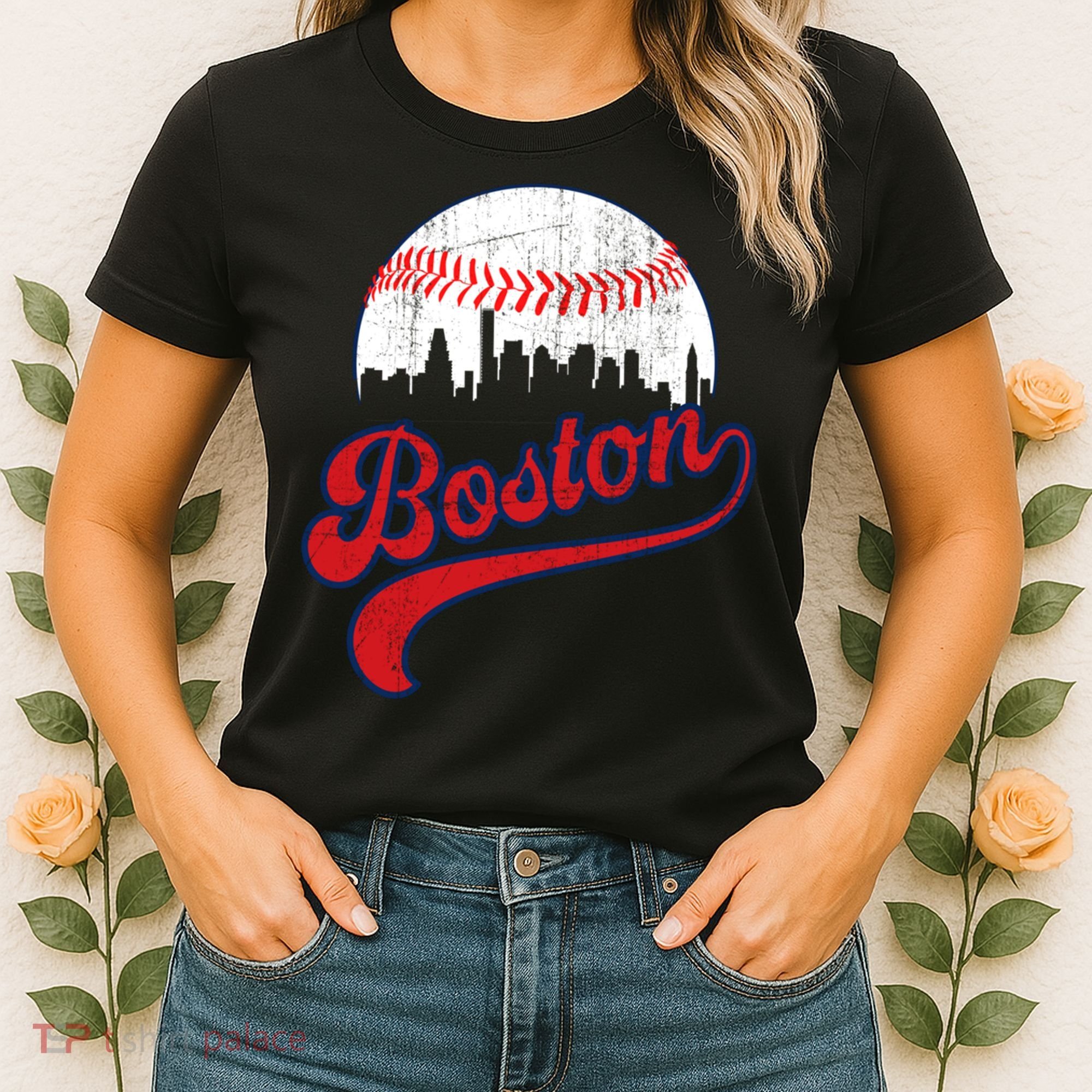 Retro Skyline Boston Baseball Meaningful Gift Women's T-Shirt