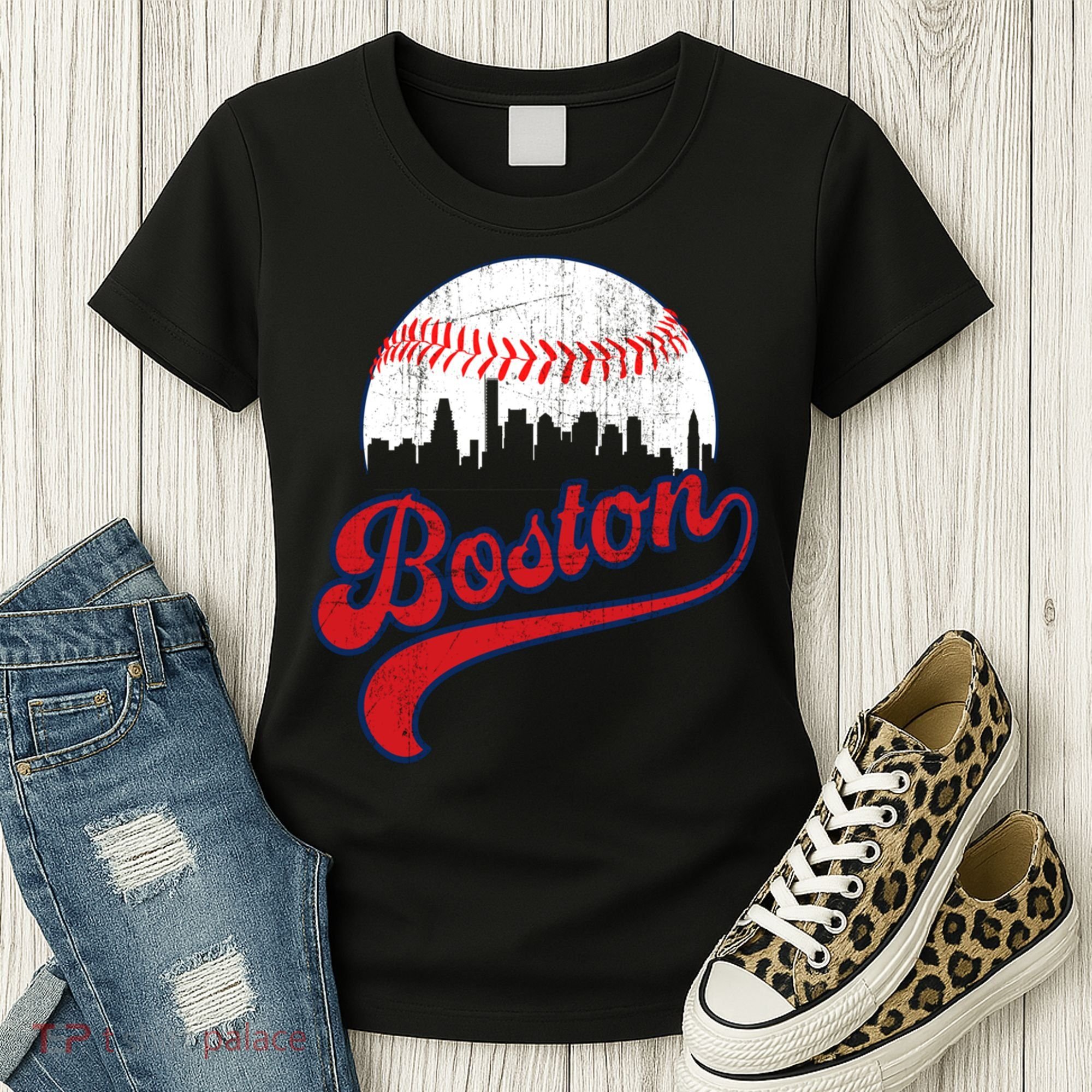 Retro Skyline Boston Baseball Meaningful Gift Women's T-Shirt