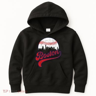 Retro Skyline Boston Baseball Meaningful Gift Kids Hoodie