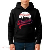 Retro Skyline Boston Baseball Meaningful Gift Kids Hoodie thumb 4