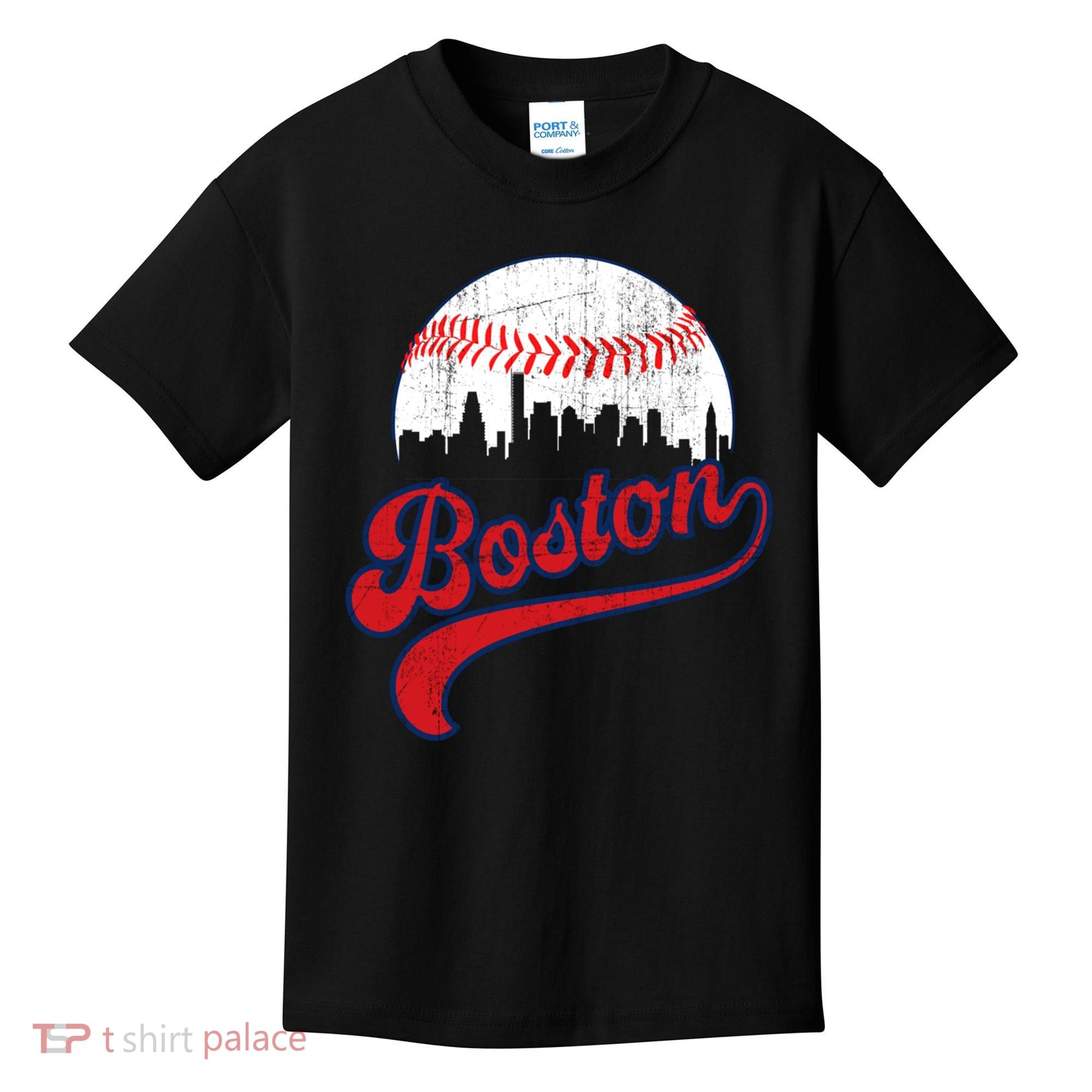 Retro Skyline Boston Baseball Meaningful Gift Kids T-Shirt