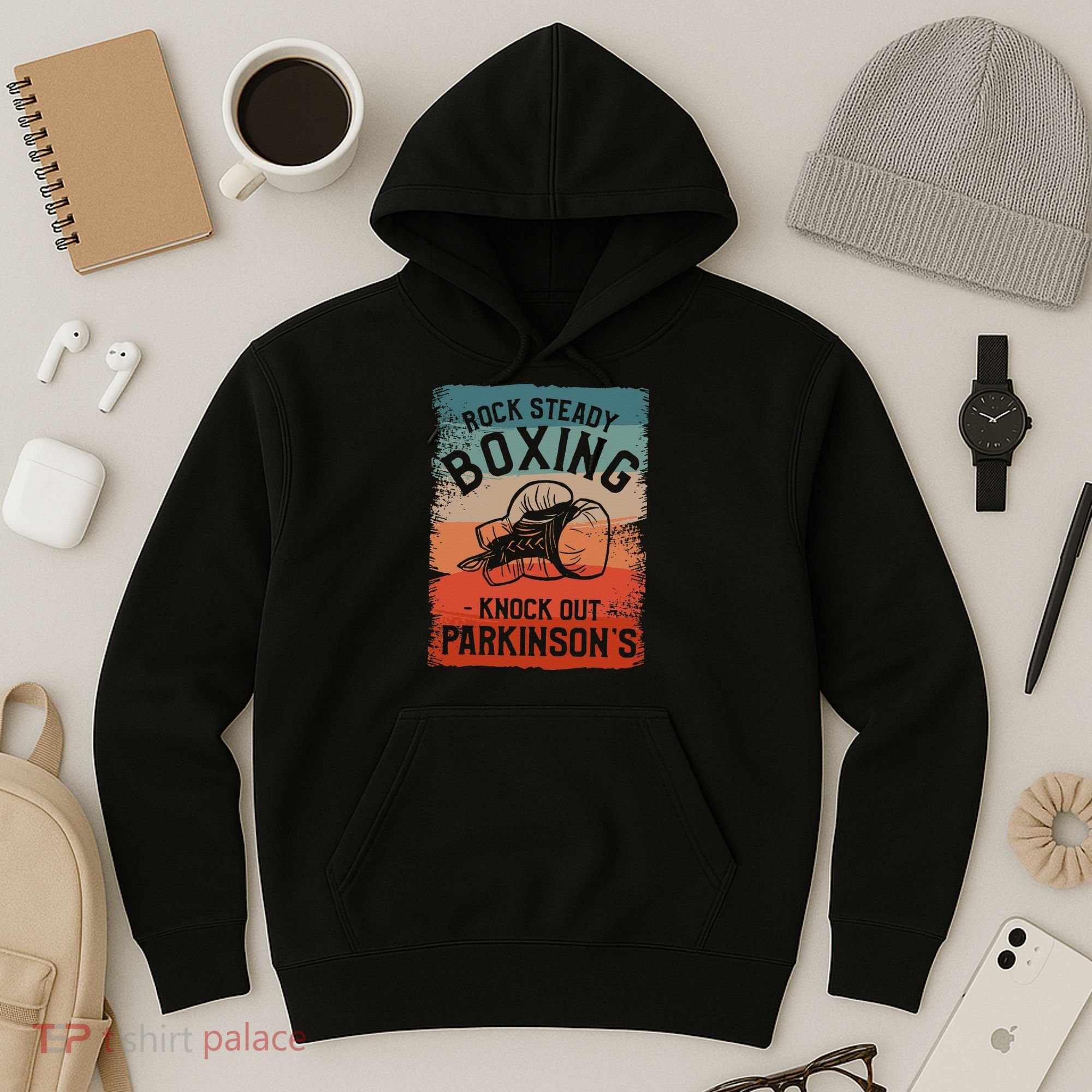 Rock Steady Boxing Knock Out Parkinsons Awareness Hoodie