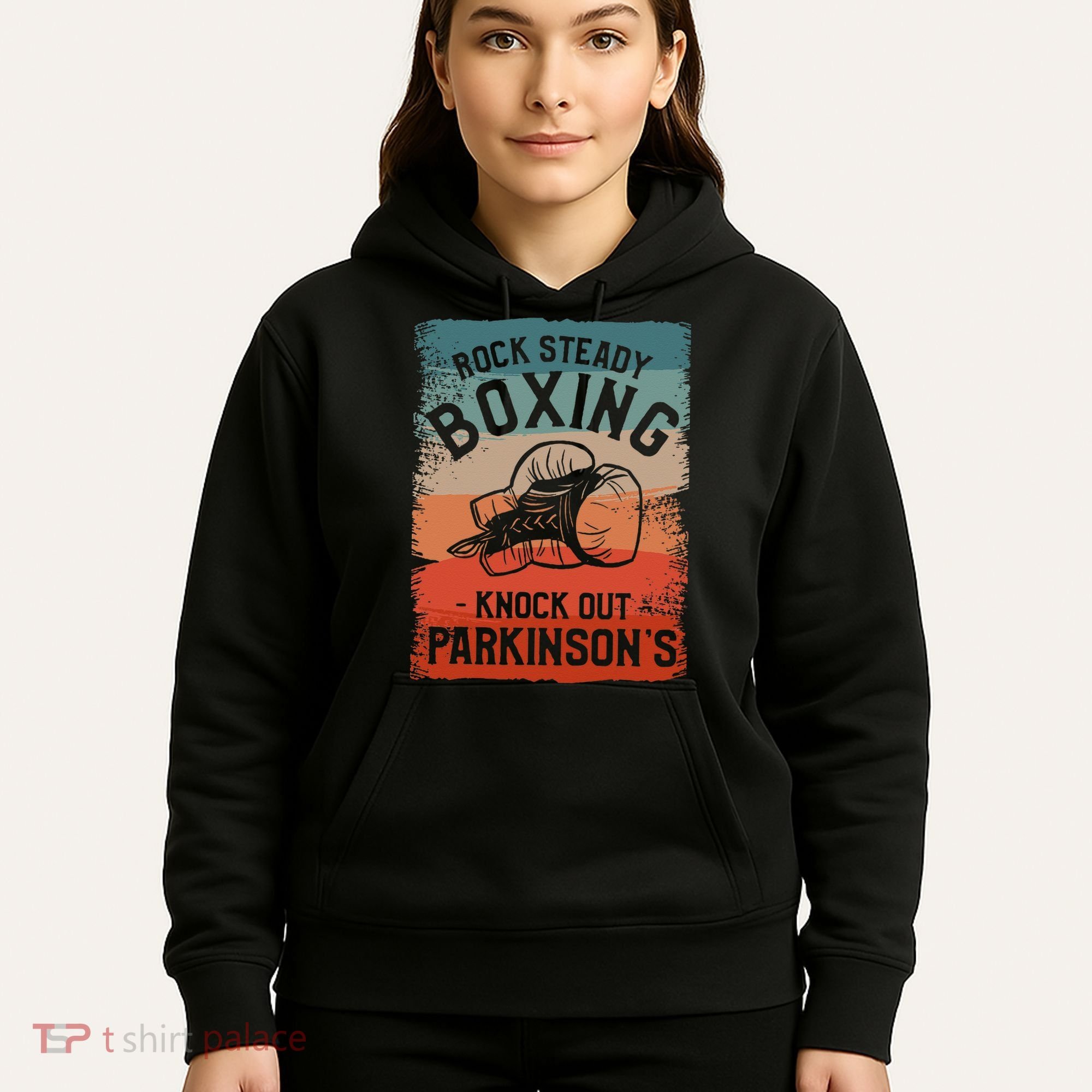 Rock Steady Boxing Knock Out Parkinsons Awareness Hoodie