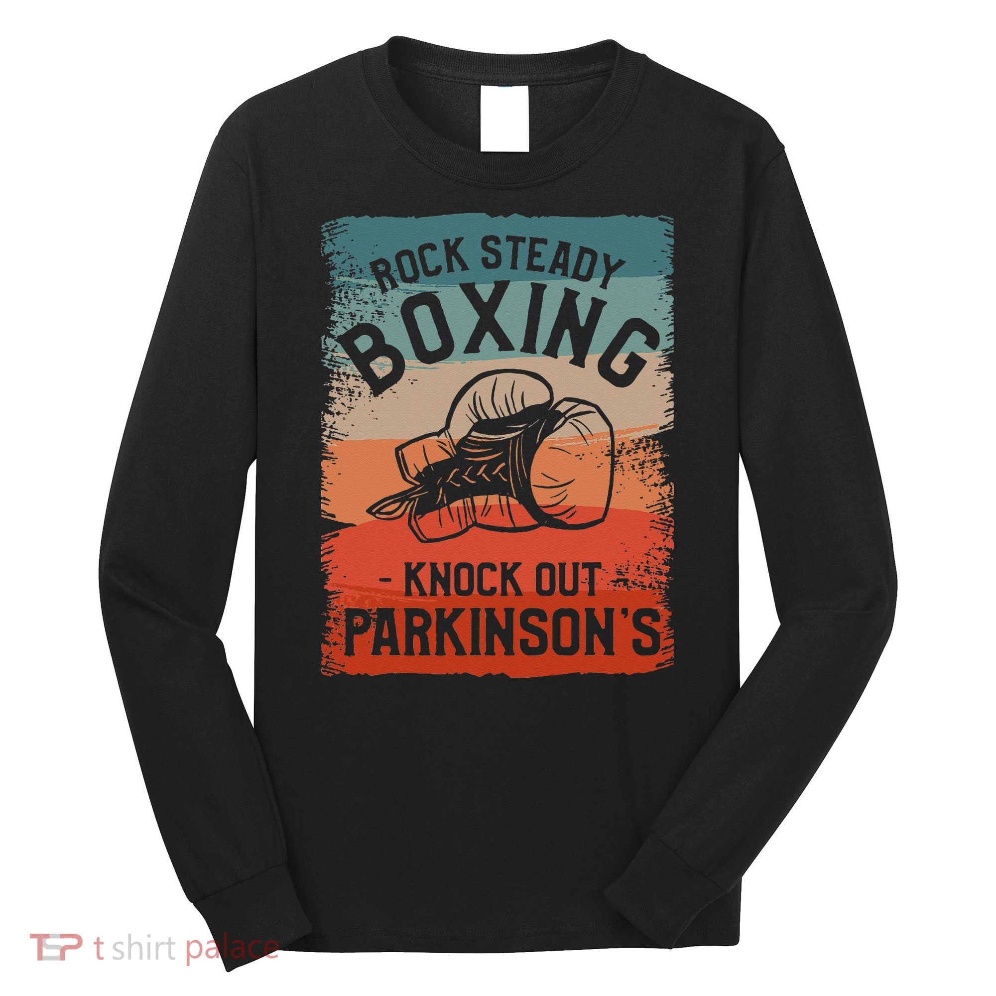 Rock Steady Boxing Knock Out Parkinsons Awareness Long Sleeve Shirt