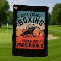 Rock Steady Boxing Knock Out Parkinsons Awareness Golf Towel thumb 1