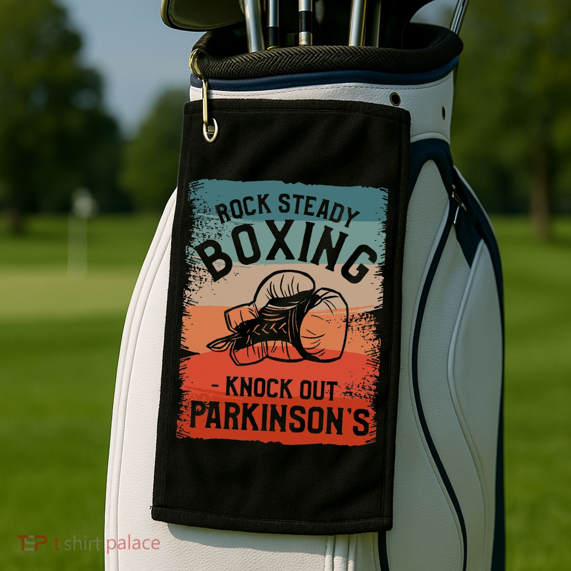 Rock Steady Boxing Knock Out Parkinsons Awareness Golf Towel