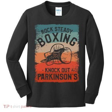 Rock Steady Boxing Knock Out Parkinsons Awareness Kids Long Sleeve Shirt