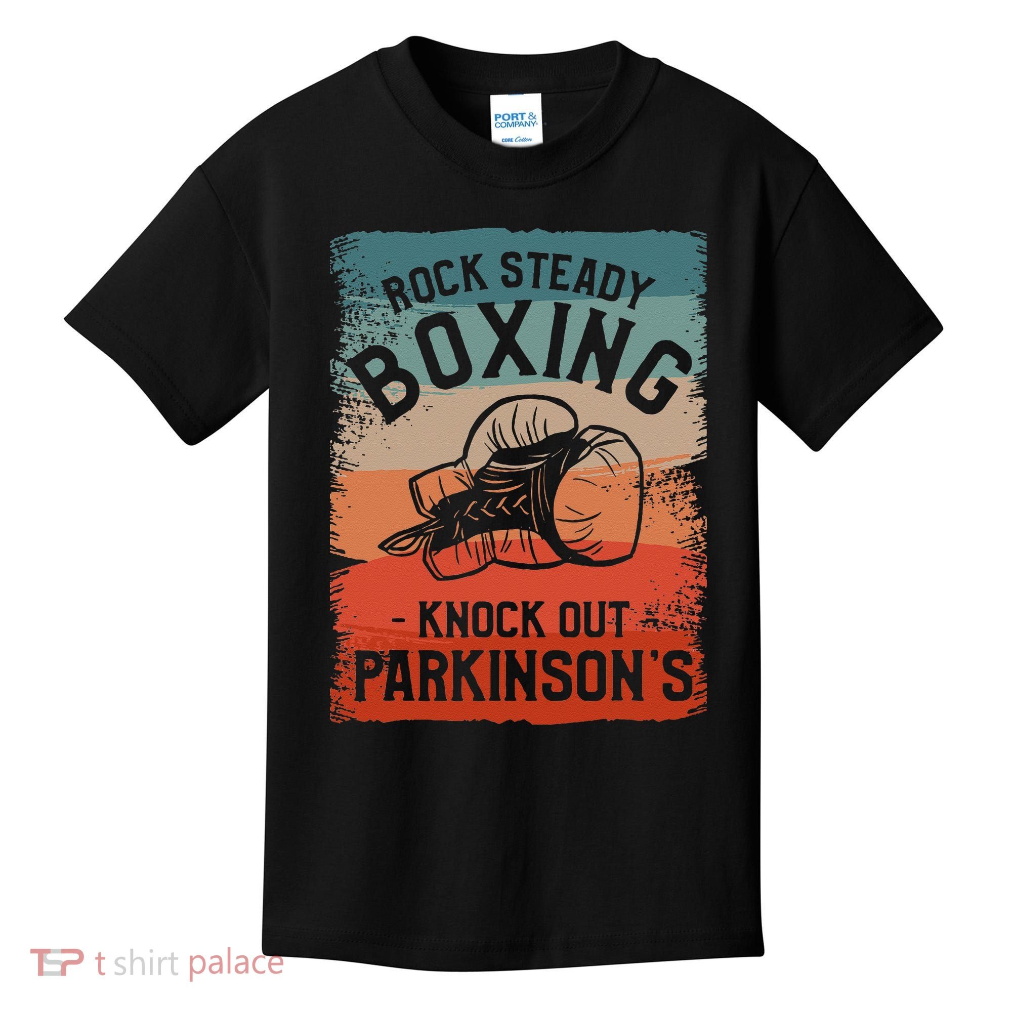 Rock Steady Boxing Knock Out Parkinsons Awareness Kids T-Shirt