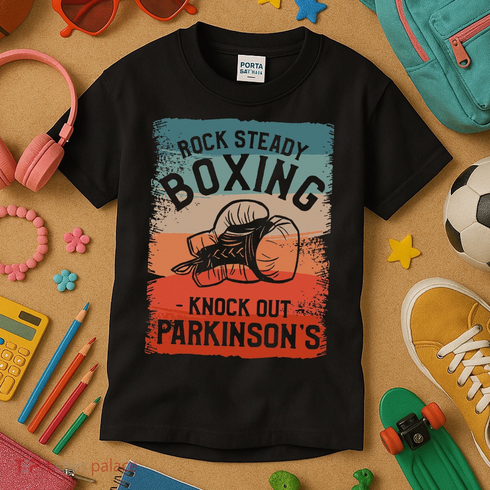 Rock Steady Boxing Knock Out Parkinsons Awareness Kids T-Shirt