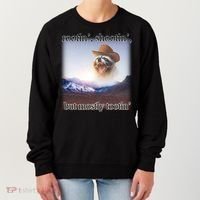 Rootin Shootin But Mostly Tootin Cowboy Raccoon Word Art Women's Sweatshirt thumb 0
