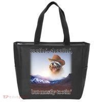 Rootin Shootin But Mostly Tootin Cowboy Raccoon Word Art Tote Bag thumb 0