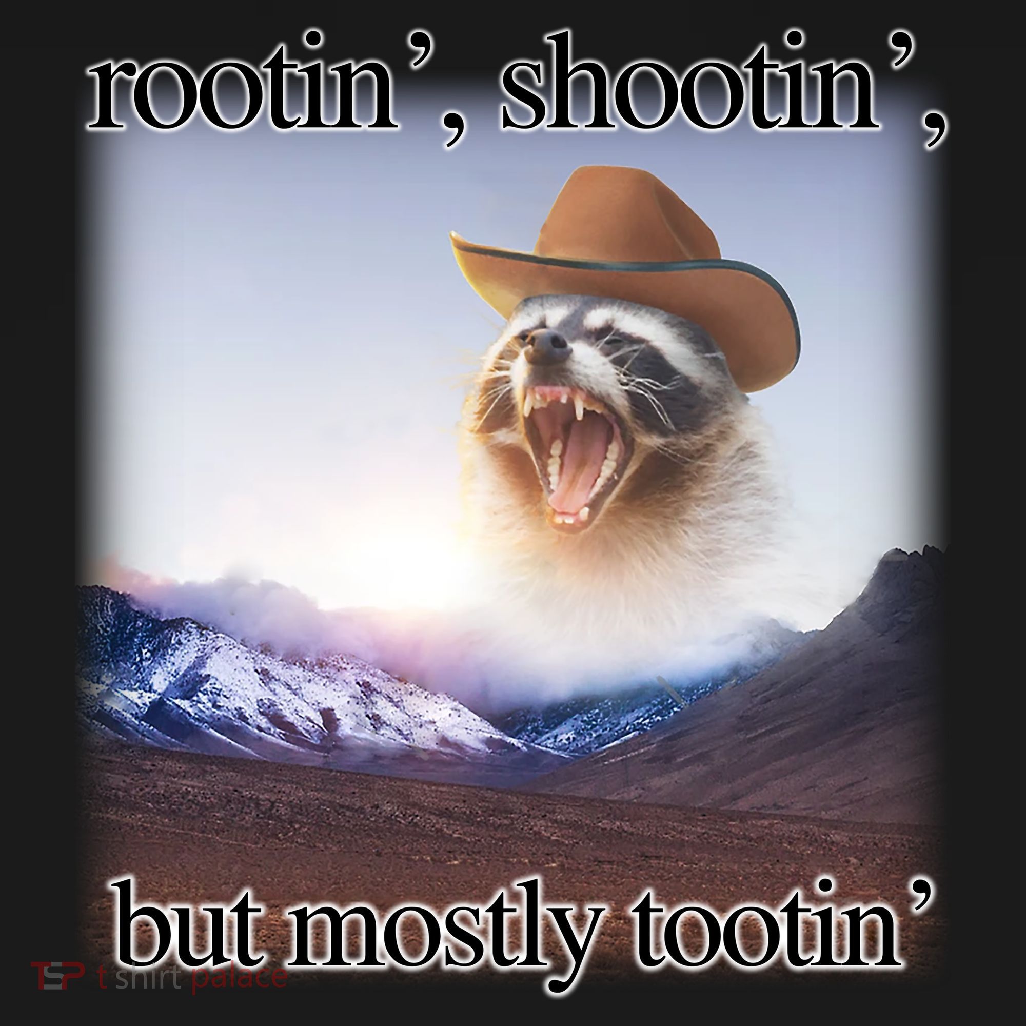 Rootin Shootin But Mostly Tootin Cowboy Raccoon Word Art Tote Bag