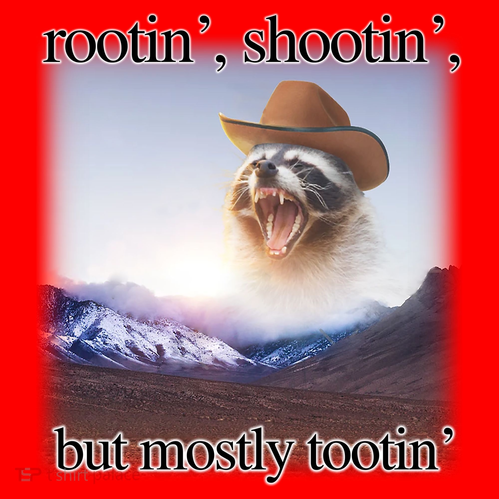 Rootin Shootin But Mostly Tootin Cowboy Raccoon Word Art Santa Hat