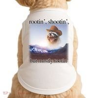 Rootin Shootin But Mostly Tootin Cowboy Raccoon Word Art Doggie Tank thumb 0