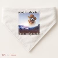 Rootin Shootin But Mostly Tootin Cowboy Raccoon Word Art USA-Made Doggie Bandana thumb 0