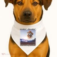 Rootin Shootin But Mostly Tootin Cowboy Raccoon Word Art USA-Made Doggie Bandana thumb 1
