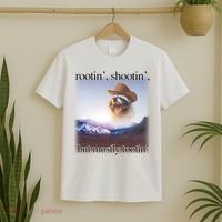 Rootin Shootin But Mostly Tootin Cowboy Raccoon Word Art T-Shirt thumb 2