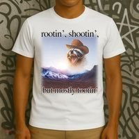 Rootin Shootin But Mostly Tootin Cowboy Raccoon Word Art T-Shirt thumb 3
