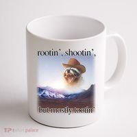 Rootin Shootin But Mostly Tootin Cowboy Raccoon Word Art Coffee Mug thumb 1
