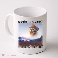 Rootin Shootin But Mostly Tootin Cowboy Raccoon Word Art Coffee Mug thumb 0